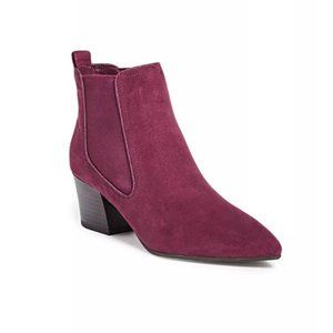 Guess Women’s Stanford Dark Red Faux Suede Heeled Booties Size 6